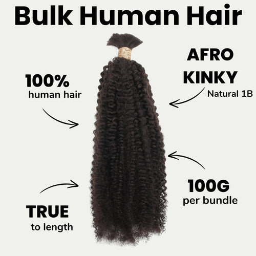 Afro Kinky Bulk 100% Human Braiding Hair