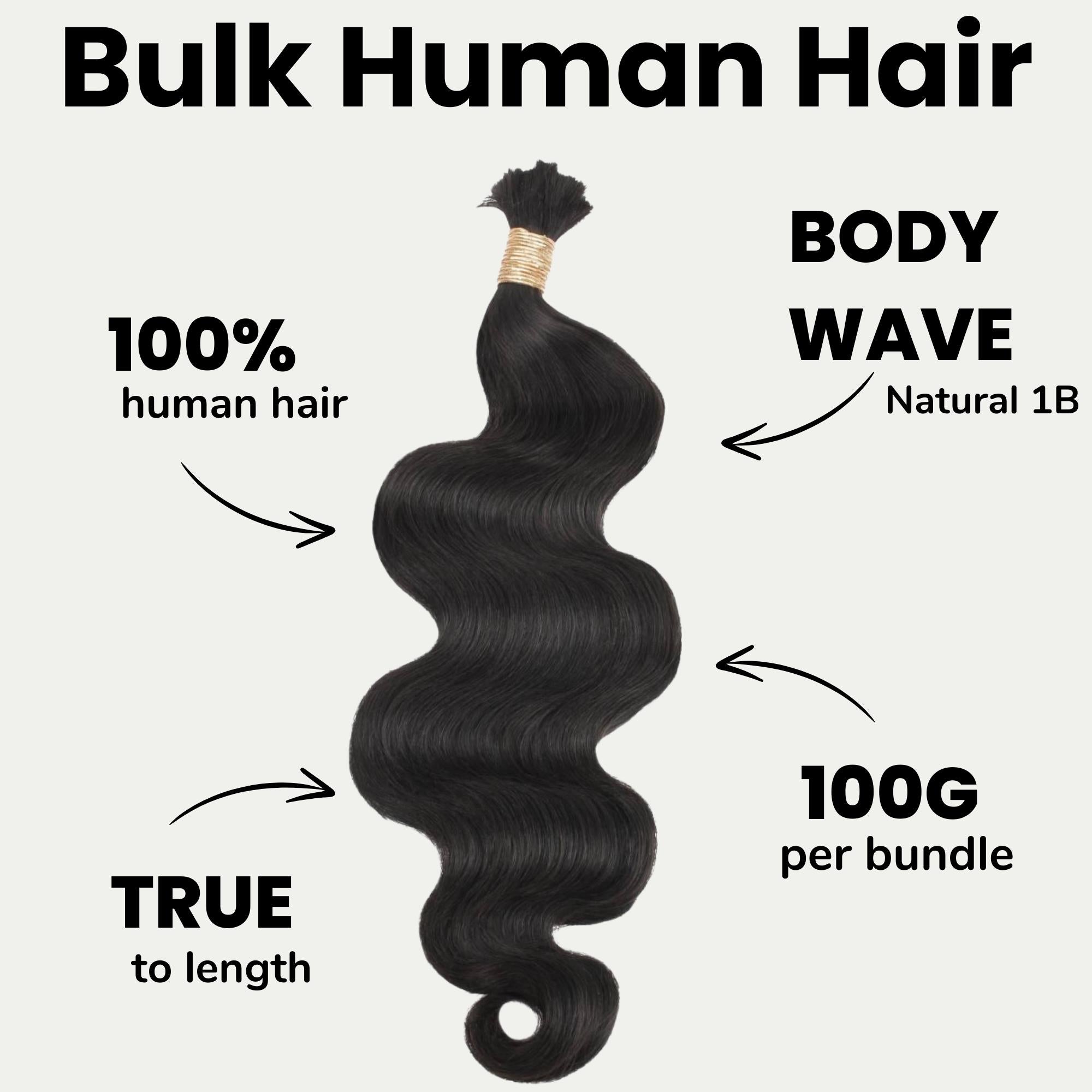 Body Wave  Bulk 100% Human Braiding Hair