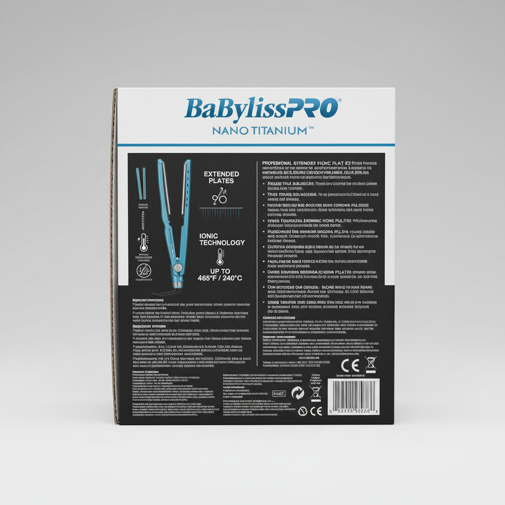 BaBylissPRO Nano Titanium Extended Flat Iron Back View