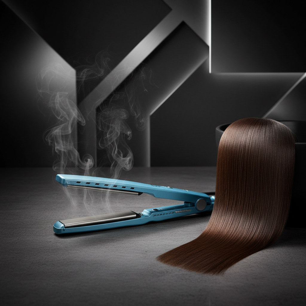 BaBylissPRO Nano Titanium Extended Flat Iron Lifestyle Shot