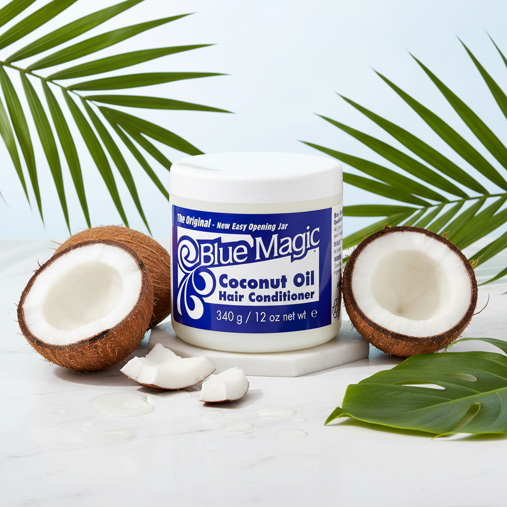 Blue Magic Coconut Oil Conditioner Lifestyle Shot