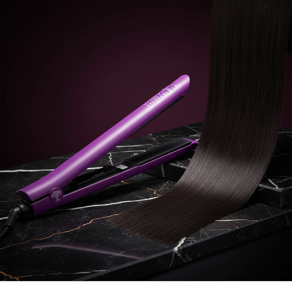 Ceramic Pro 1" Infrared Ionic Flat Iron Purple Lifestyle Shot - No Smoke