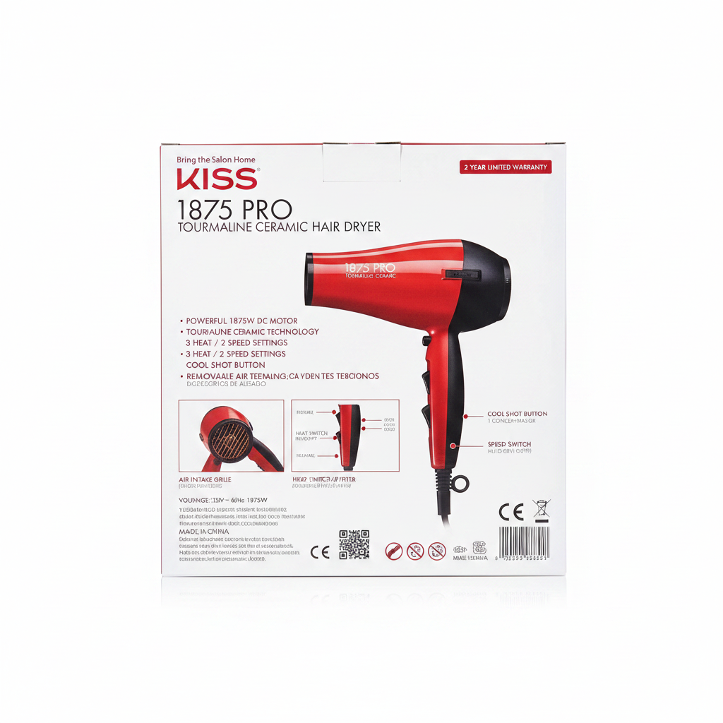 KISS Red Tourmaline Hair Dryer Back View