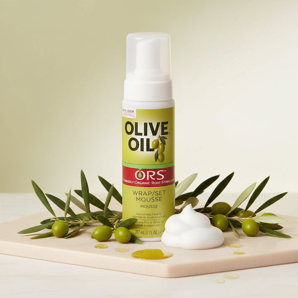 ORS Olive Oil Wrap & Set Mousse Lifestyle Shot
